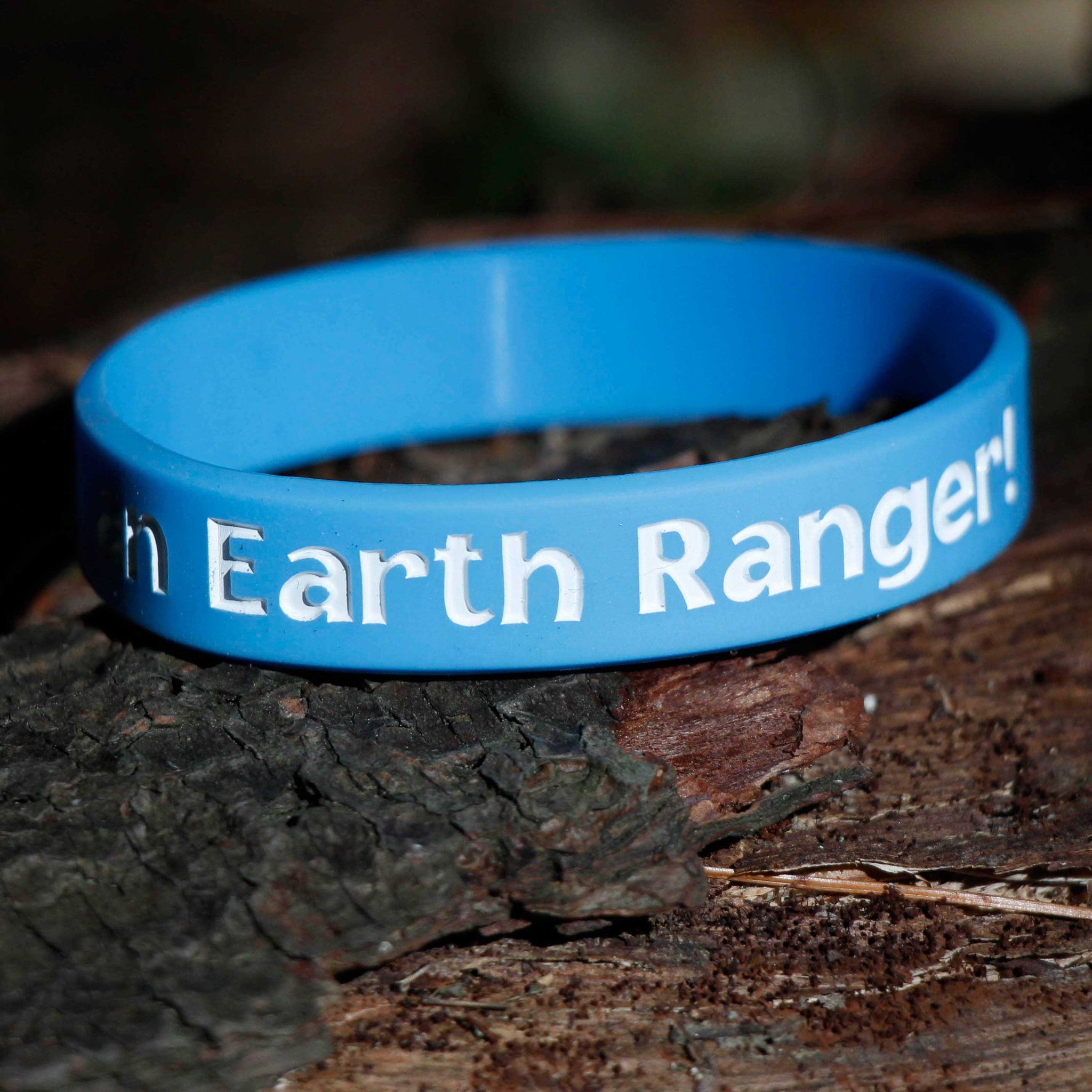 Bracelet en silicone bleu Je suis un Earth Ranger